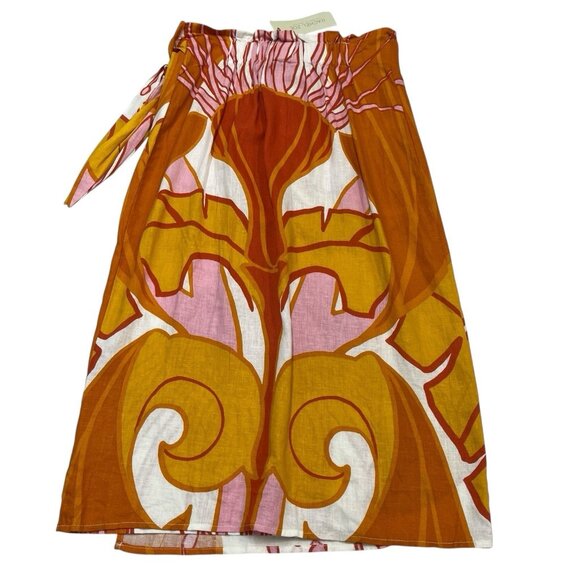 Rachel Zoe Wrap Skirt Womens S Floral Tropical Linen Blend Vacation Beach Resort - Picture 2 of 9